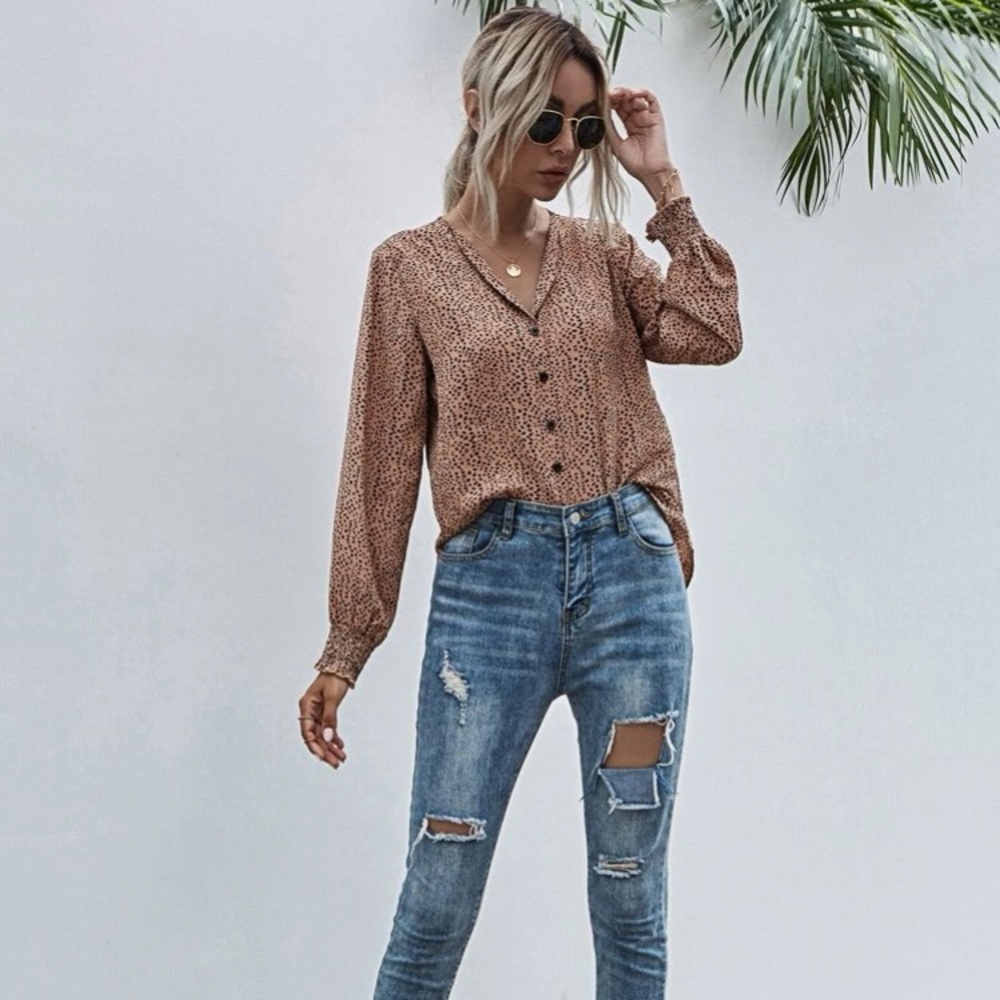 3/$15 SHEIN dalmatian print blouse